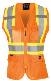 Women's Hi-Vis Tricot Poly Interlock Safety Vest - Zipper Closure - HV Orange - 2XL product photo