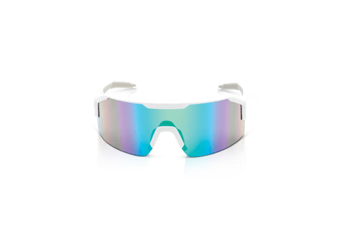Maxview+ Safety Glasses - White Frame - Green Mirror Lens product photo