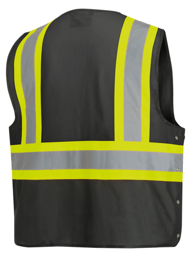 Hi-Vis Tricot Poly Safety Vest - Adjustable - Hook & Loop Closure - Black - L/XL product photo