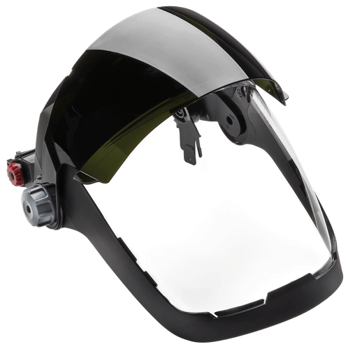 Quad™ 500 Series Face Shield - Universal Adapter - Polycarbonate - Clear - Anti-Fog - Flip-up Shade 5 IR Visor product photo