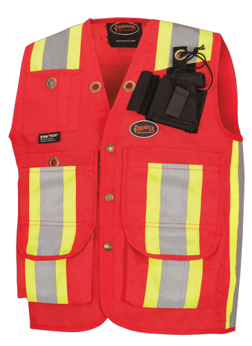 Hi-Vis 600D PU-Coated Oxford Poly Surveyor's Safety Vest - Snap
