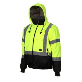 Hi-Vis 2-in-1 Bomber Jacket -  100% Waterproof - Removable Fleece Liner  - Hi-Vis Yellow/Green - XL product photo