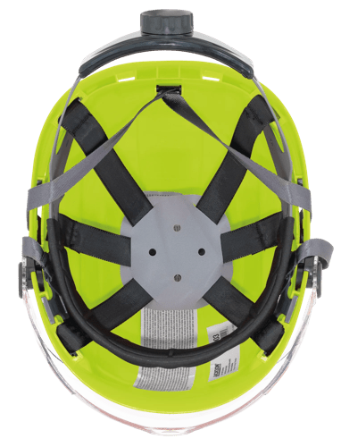 CH-350 Industrial Climbing Hard Hat w/Flip-Up Wraparound Visor - Non-Vented - Hi-Vis Green product photo