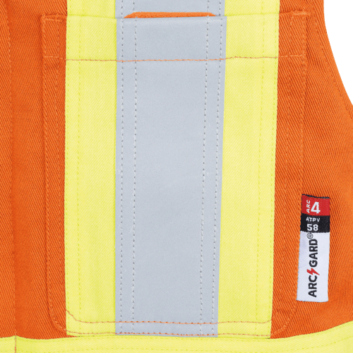 Salopette de s&eacute;curit&eacute; FR-Tech&reg; matelass&eacute; ignifuge/anti-arc &eacute;lectrique pour femme &ndash; Orange haute visibilit&eacute; &ndash; Taille femme G photo du produit