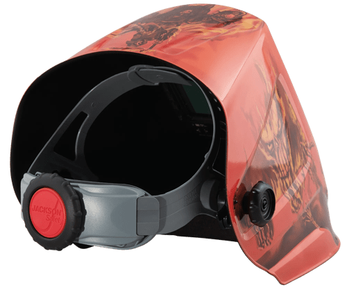 Premium Graphic Welding Helmet - ADF Variable Shade - Hell Fire product photo