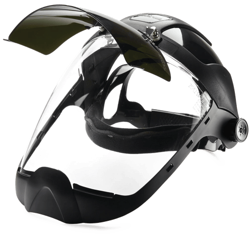 DP4 Series Premium Single Crown Face Shield &ndash; Ratcheting Suspension &ndash; Chin Guard &ndash; Clear product photo