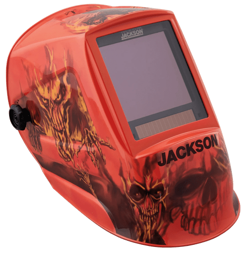 Premium Graphic Welding Helmet - ADF Variable Shade - Hell Fire product photo