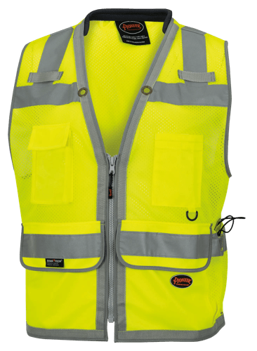 Hi-Vis Poly Mesh Surveyor's Safety Vest -  Zipper Closure - Hi-Vis Yellow/Green - M product photo