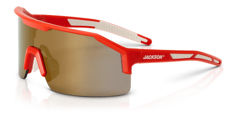 Maxview+ Safety Glasses - Red Frame - Gold Mirror Lens product photo