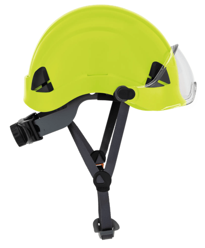 CH-350 Industrial Climbing Hard Hat w/Flip-Up Wraparound Visor - Non-Vented - Hi-Vis Green product photo