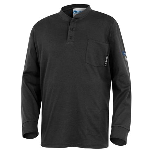100% FR/Arc-Rated 7 oz Cotton Interlock Henley Shirt - Long