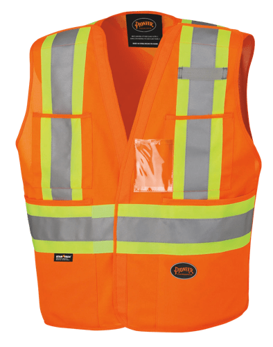 Hi-Vis Tricot Poly Safety Vest - Drop Shoulder - 5-pt Tear-Away - Hi-Vis Orange - 4/5XL product photo