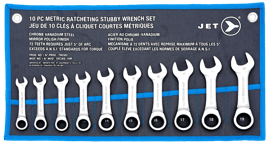 Jeu de 10 cl&eacute;s mixtes &agrave; cliquet courtes m&eacute;trique photo du produit