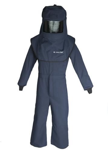 LAN™ Arc Flash Hood and Coverall Suit Set - 40 Cal - Navy - 4XL product photo