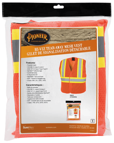Gilet de s&eacute;curit&eacute; en filet de poly ajustable avec fermeture &agrave; 5 points - Orange fluorescent - Taille L/XL photo du produit