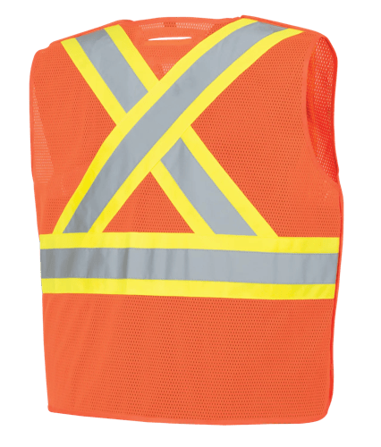 Gilet de s&eacute;curit&eacute; en filet de poly ajustable avec fermeture &agrave; 5 points - Orange fluorescent - Taille L/XL photo du produit