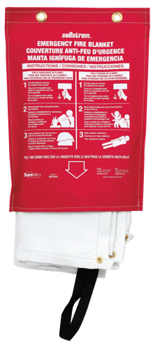 Fiberglass High-Temperature Emergency Fire Blanket - Red Vinyl Hanging Pouch - 18oz product photo