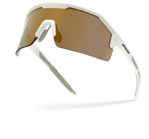 Maxview+ Safety Glasses - White Frame - Gold Mirror Lens product photo