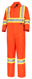 Combinaison de s&eacute;curit&eacute; haute visibilit&eacute; en polyester/coton &ndash; Orange vif &ndash; Homme 36 photo du produit