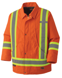 Parka de s&eacute;curit&eacute; en canevas de coton matelass&eacute; &ndash; Orange haute visibilit&eacute; &ndash; Taille homme G photo du produit