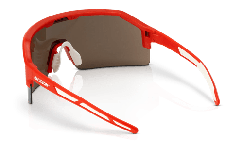 Maxview+ Safety Glasses - Red Frame - Gold Mirror Lens product photo