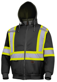 Chandail &agrave; capuche  de s&eacute;curit&eacute;en molleton de polyester &ndash; fermeture &agrave; glissi&egrave;re &ndash; noir &ndash; homme G photo du produit