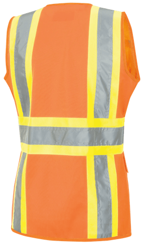 Women's Hi-Vis Tricot Poly Interlock Safety Vest - Zipper Closure - HV Orange - XL product photo