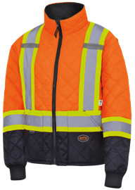 Manteau de cong&eacute;lateur matelass&eacute; &ndash; orange haute visibilit&eacute; &ndash; bas noir &ndash; homme 4TG photo du produit