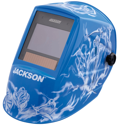 Premium Graphic Welding Helmet - ADF Fixed Shade 10 - Reapers n’ Roses product photo