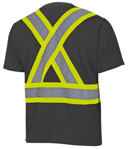 Hi-Vis Bird's-Eye Safety T-Shirt - Black - 3XL | V1051170-3XL