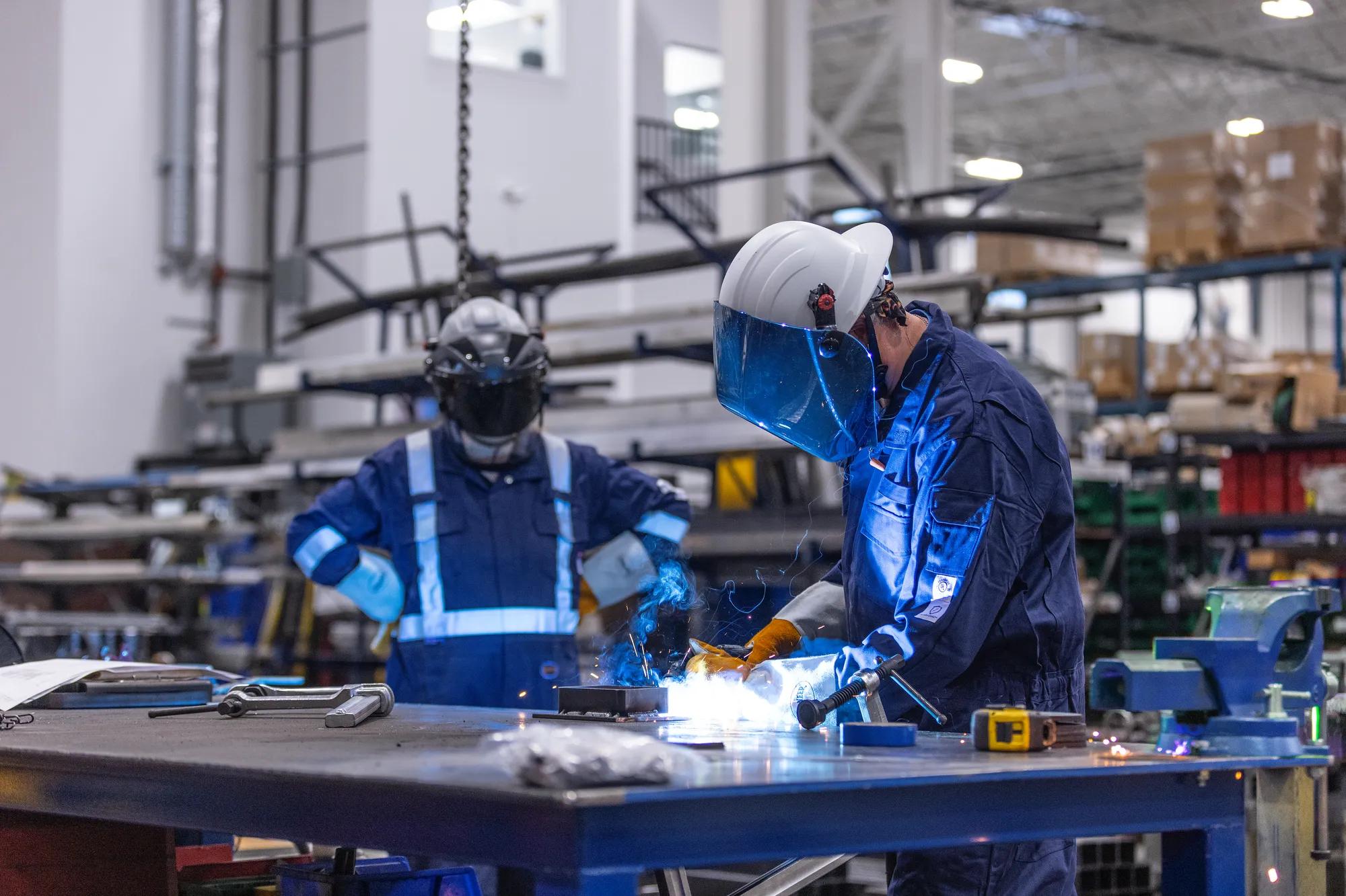 Worker on a manufacturing production line