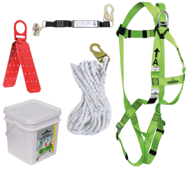 Compliance Roofer's Kit - Reusable Bracket - Integral ADP Rope Grab - 2' (0.6 m) SP Lanyard - 50' (15.2 m) photo du produit