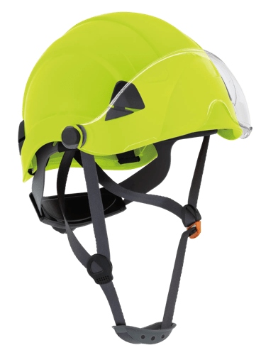 CH-350 Industrial Climbing Hard Hat w/Flip-Up Wraparound Visor - Non-Vented - Hi-Vis Green product photo