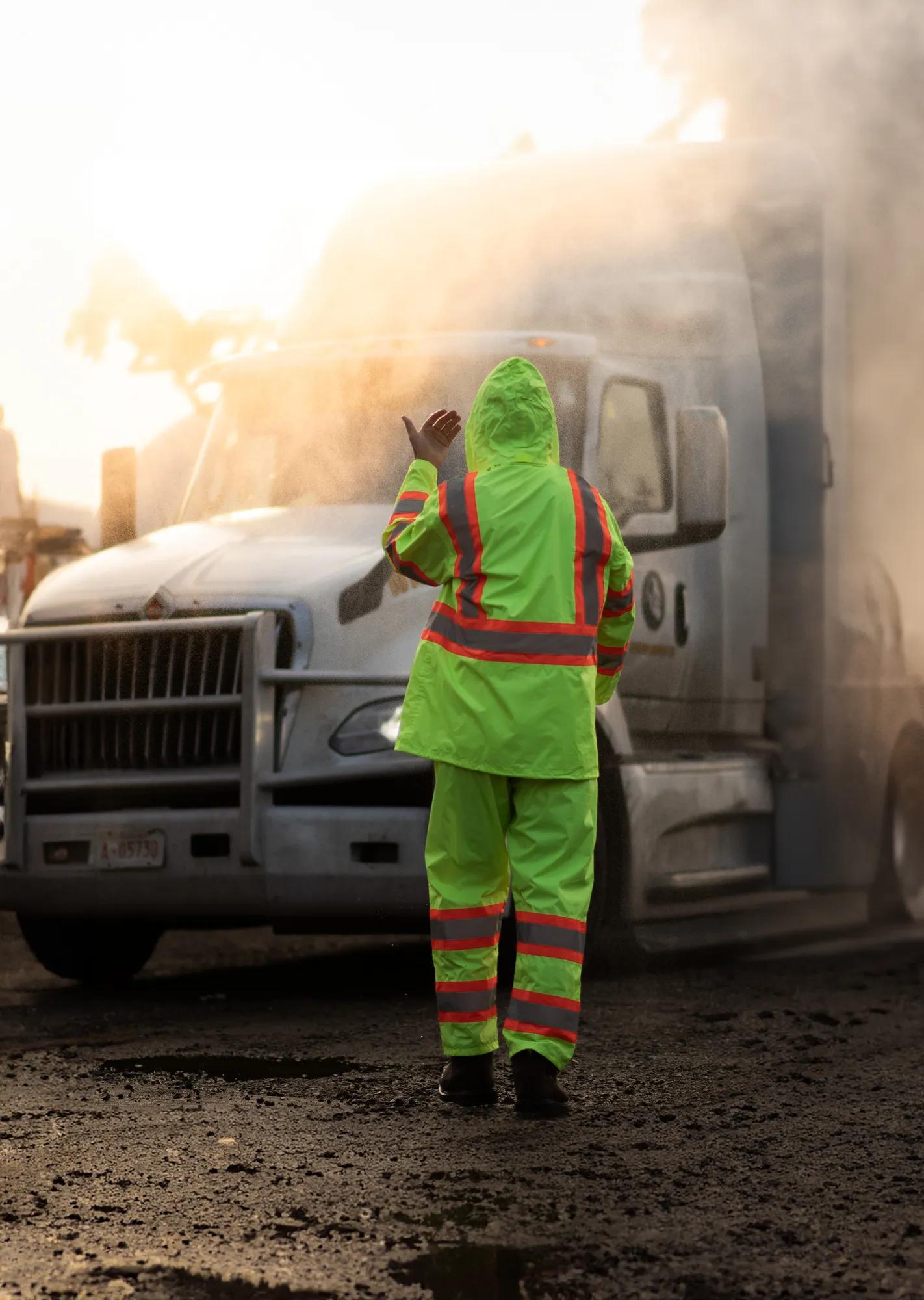 Transportation worker on road site
