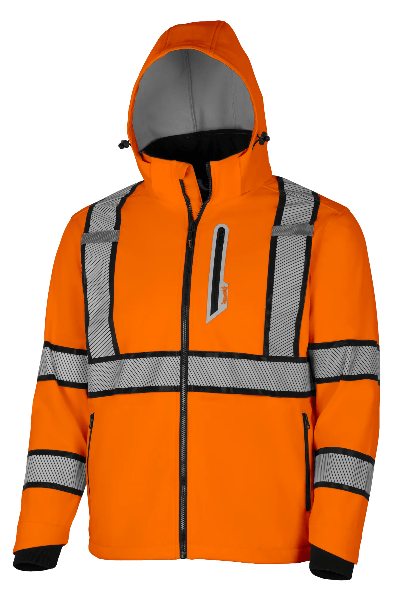 Hi-Vis Softshell Jacket – Hi-Vis Orange with Black Trim – 2XL