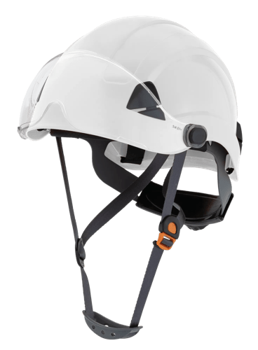 CH-350 Industrial Climbing Hard Hat w/Flip-Up Wraparound Visor - Non-Vented - White product photo