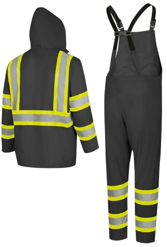 Waterproof Lightweight Safety Rain Suit - Black - L product photo