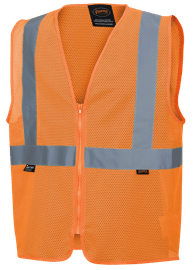 Hi-Vis Poly Mesh Safety Vest - Zipper Closure - Hi-Vis Orange - XL product photo