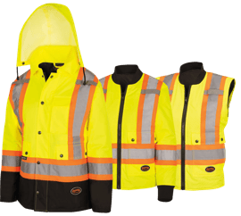Parka 7-en-1 imperm&eacute;able pour femme &ndash; jaune/vert haute visibilit&eacute; &ndash; bas noir &ndash; femme 2TG photo du produit