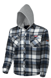 Chemise matelass&eacute;e en molleton polaire &agrave; capuche &ndash; Carreaut&eacute; bleue/grise &ndash; Taille homme G photo du produit