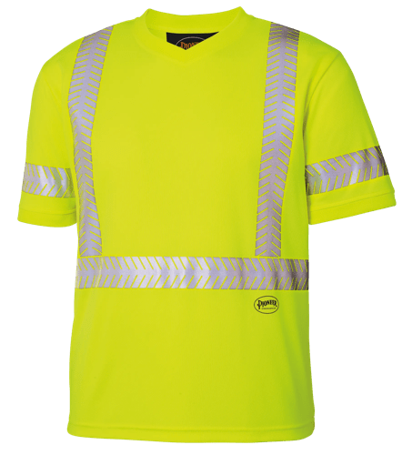 Hi-Vis CoolPass® Short-Sleeved Safety Shirt - Reflective Patch on Sleeve - Hi-Vis Yellow/Green - XL product photo