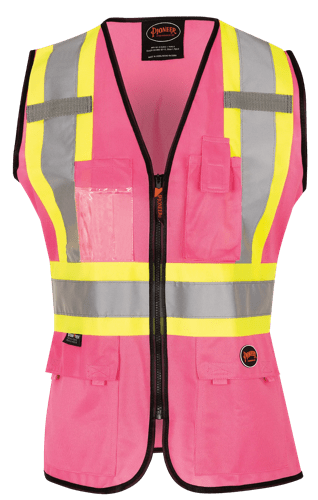 Women's Hi-Vis Tricot Poly Interlock Safety Vest - Zipper Closure - Pink - 2XL product photo