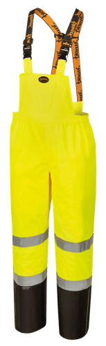 Hi-Vis 300D Trilobal Ripstop Polyester Safety Bib Pants - PU Coated - Waterproof- Hi-Vis Yellow/Green - L product photo