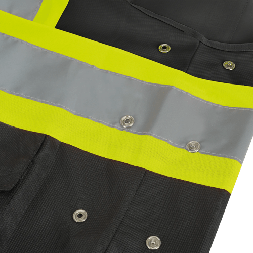 Hi-Vis Tricot Poly Safety Vest - Adjustable - Hook & Loop Closure - Black - L/XL product photo