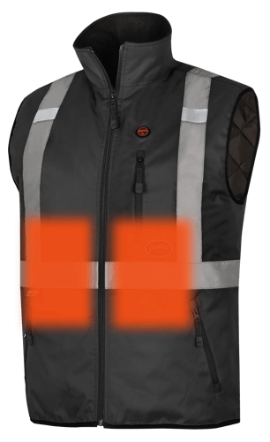 Hi-Vis Heated Insulated Safety Vest - 100% Waterproof - Black - M product photo