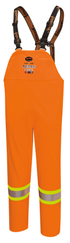 Salopette de pluie haute visibilit&eacute; ignifuge/anti-arc &eacute;l&eacute;ctrique imperm&eacute;able en poly/coton &ndash; Orange haute visibilit&eacute; &ndash; TP photo du produit