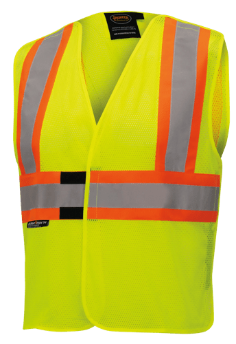 Hi-Vis Self-Extinguishing FR Poly Mesh Safety Vest - 5-pt Tear-Away - Hi-Vis Yellow/Green - S/M product photo