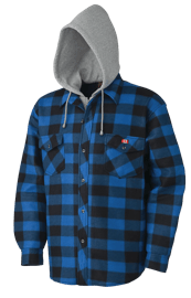 Chemise matelass&eacute;e en molleton polaire &agrave; capuche &ndash; Carreaut&eacute; bleu roi/noire &ndash; Taille homme 3TG photo du produit
