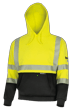 Hi-Vis 100% FR/Arc-Rated Heavyweight 12 oz Cotton Fleece Pullover Hoodie w/Black Bottom - Hi-Vis Yellow - L product photo