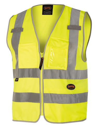 Hi-Vis Poly Tricot  Safety Vest - Zipper Closure - Hi-Vis Yellow/Green - L product photo